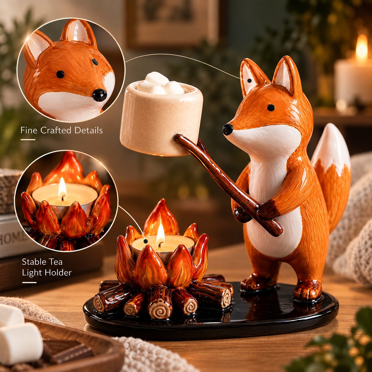 Teelichthalter | Dekorative Tierfigur aus Polyresin