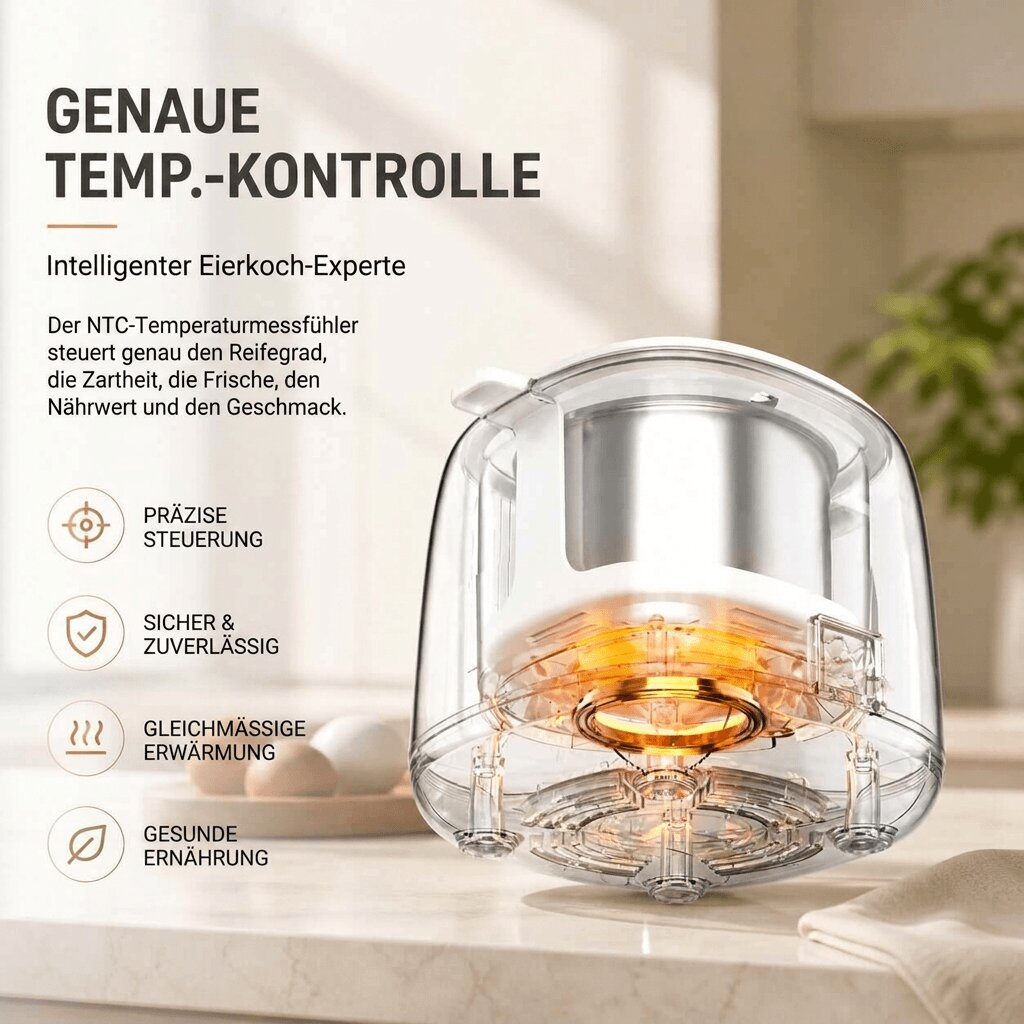 Egg cooker | Automatic shutoff | One-button operation