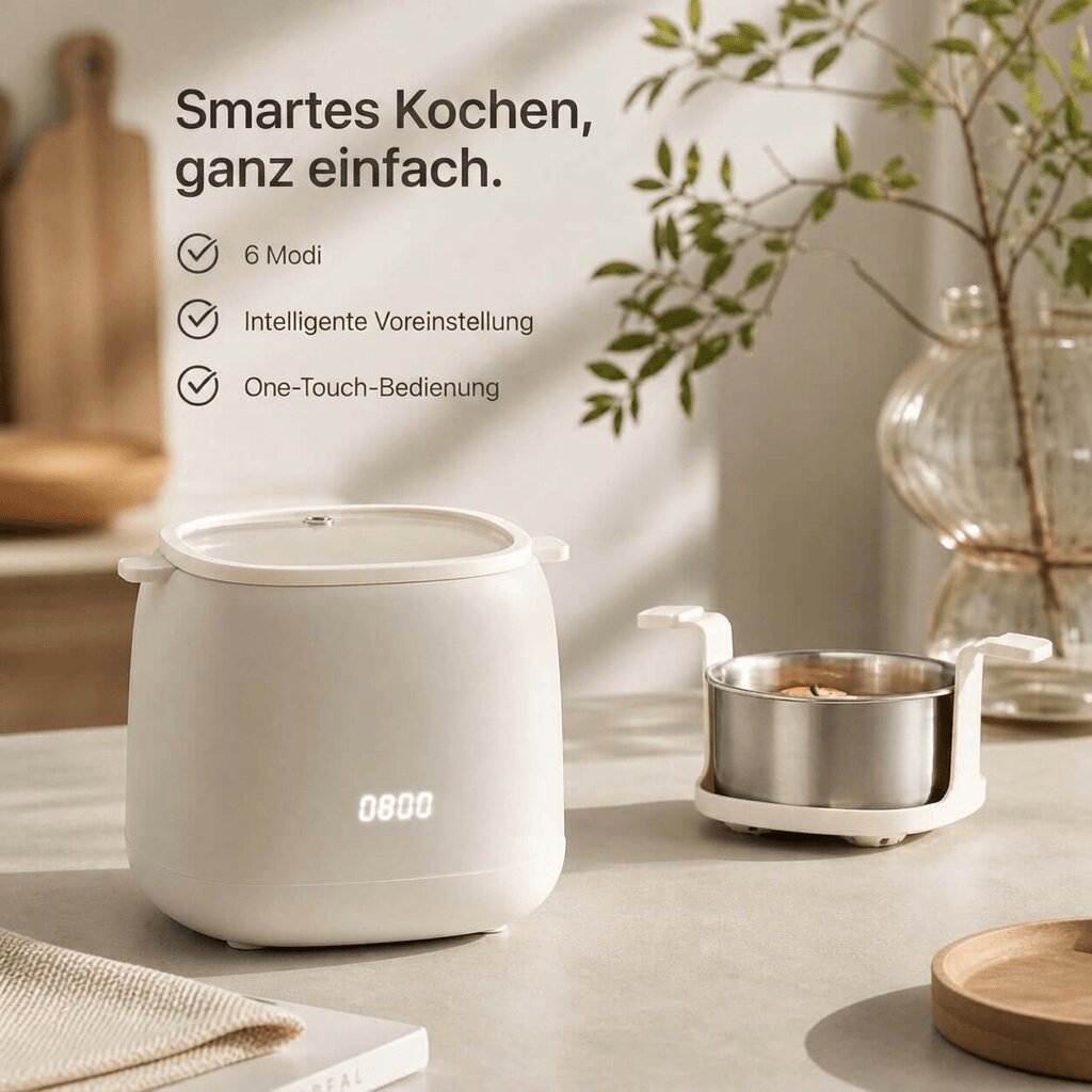Eierkocher | Abschaltautomatik | Ein Knopf Bedienung