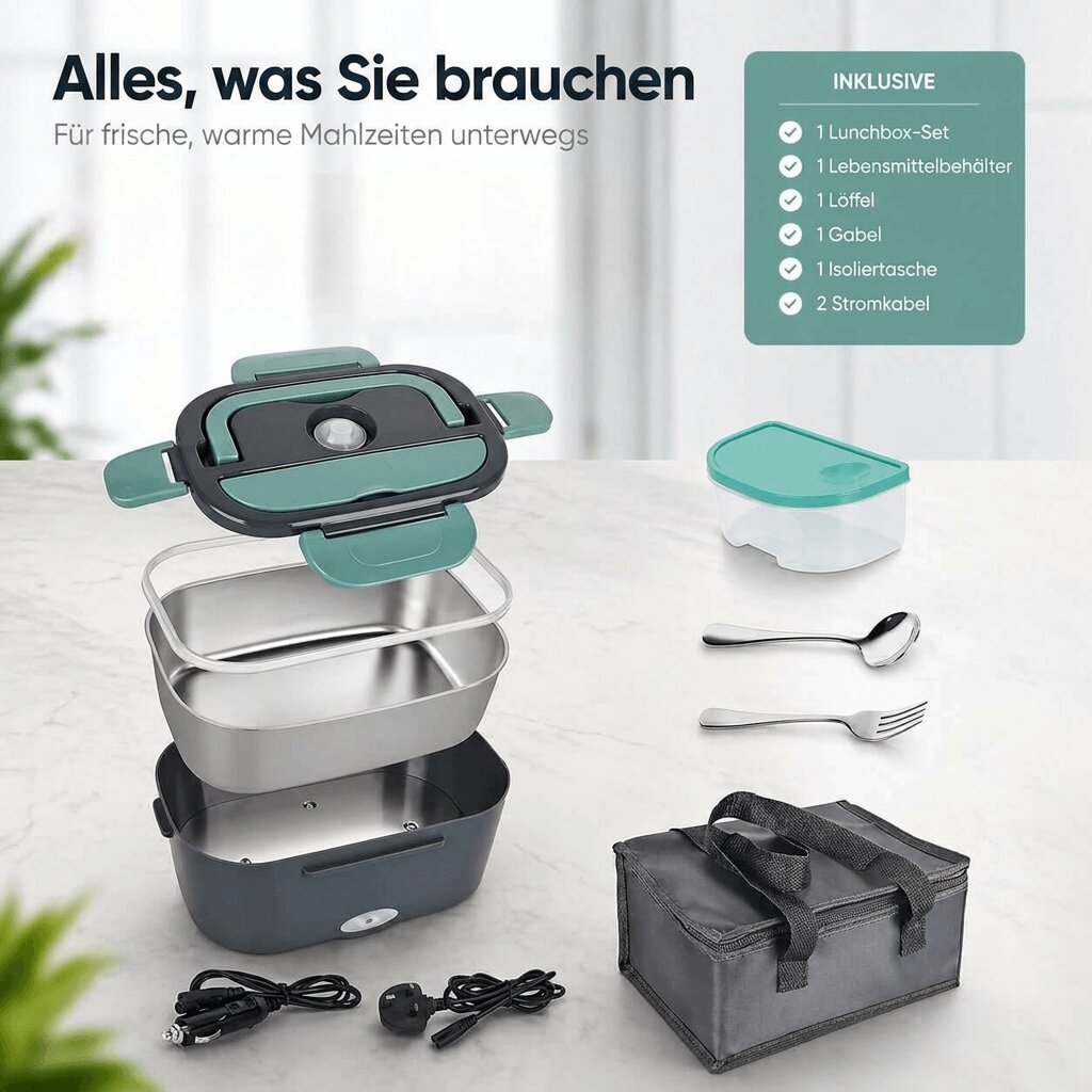 Elektrische Lunchbox | Essenswärmer für Auto & Büro | Mit Temperaturregler