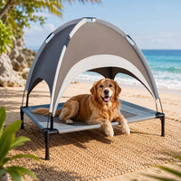 Erhöhtes Hundebett mit Sonnendach und Kühlmatte | Schattenpfote