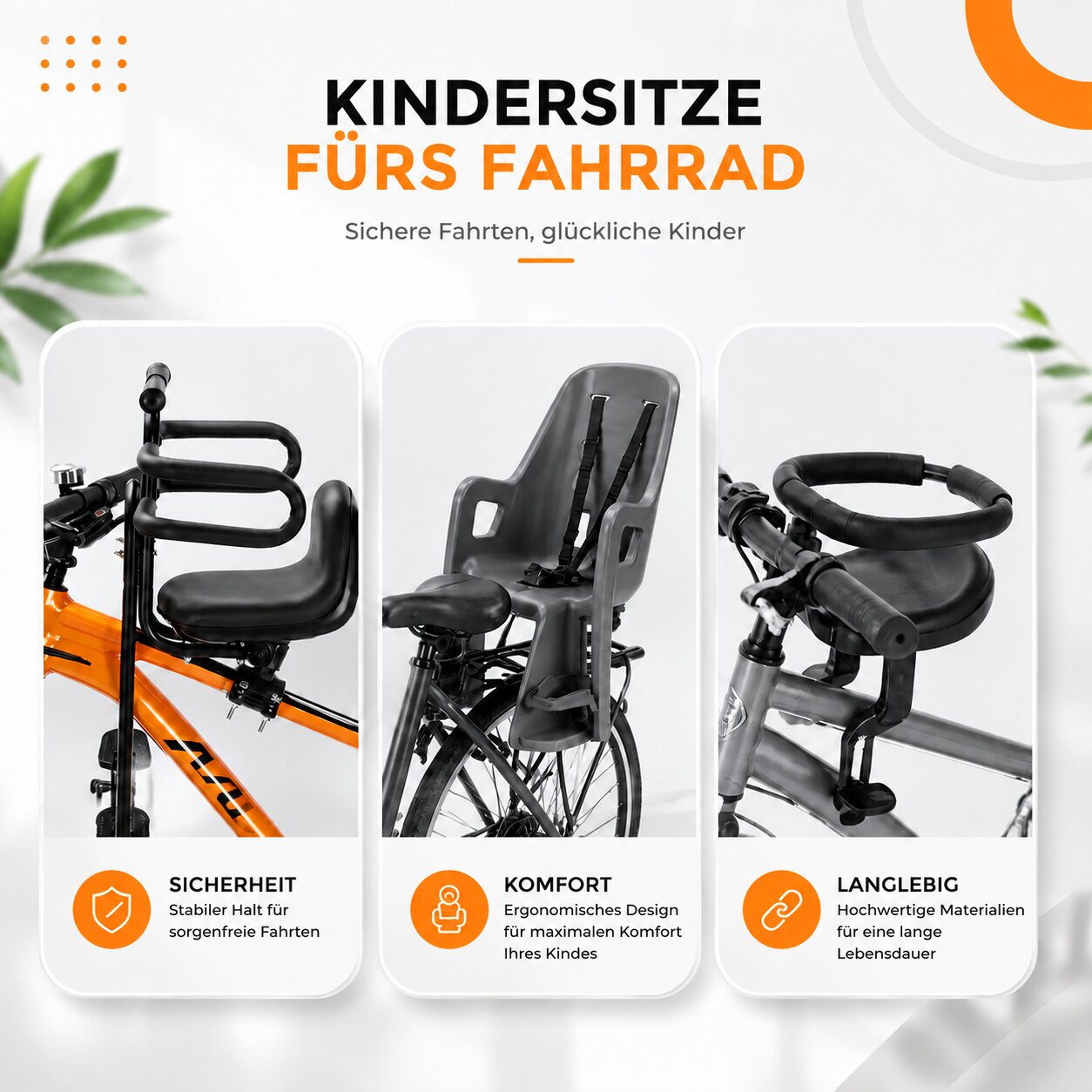 Fahrrad Kindersitz vorne | Fußstützen & Sicherheitsbügel
