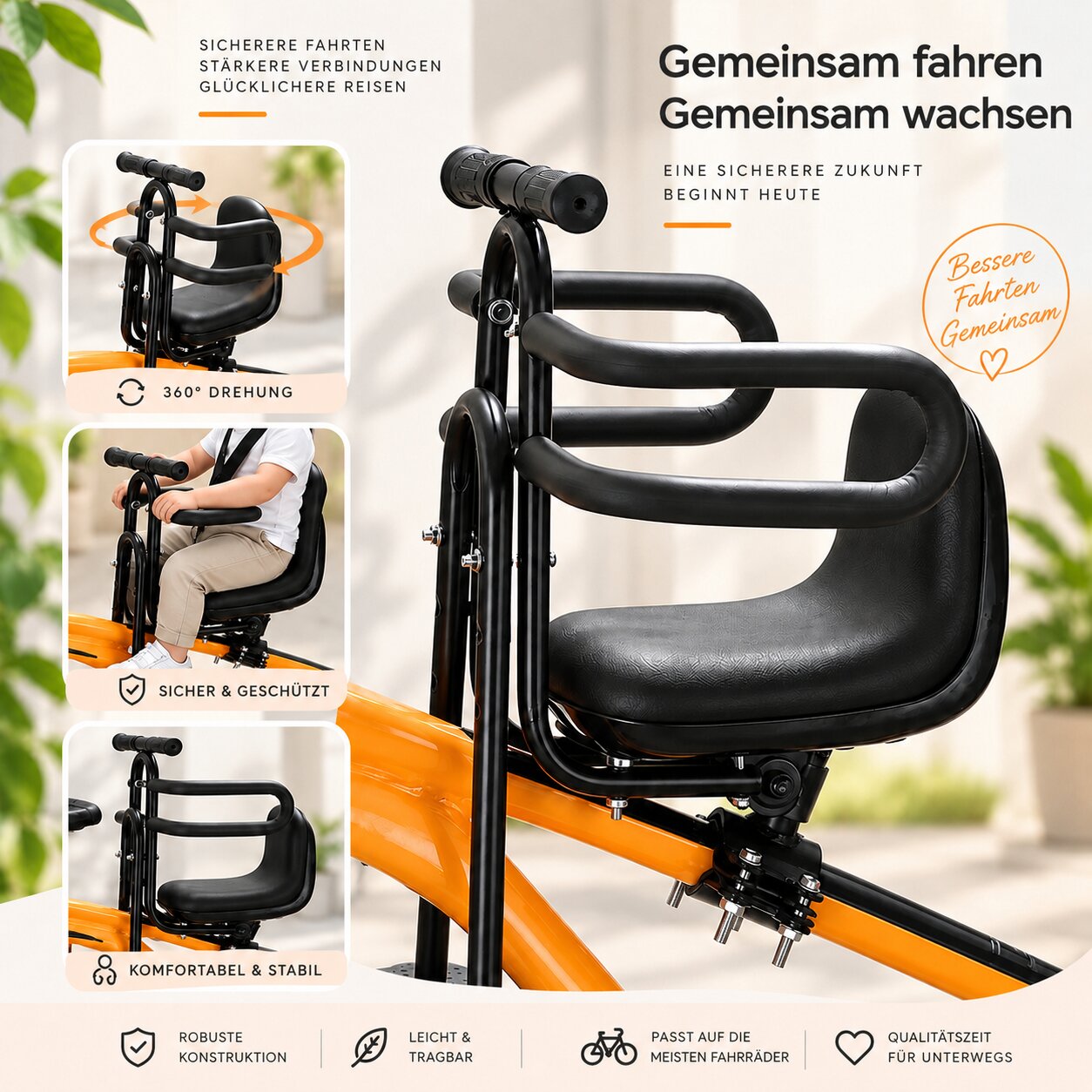 Fahrrad Kindersitz vorne | Fußstützen & Sicherheitsbügel