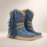 Boho Stiefel für Damen mit Fransen | Fransengold