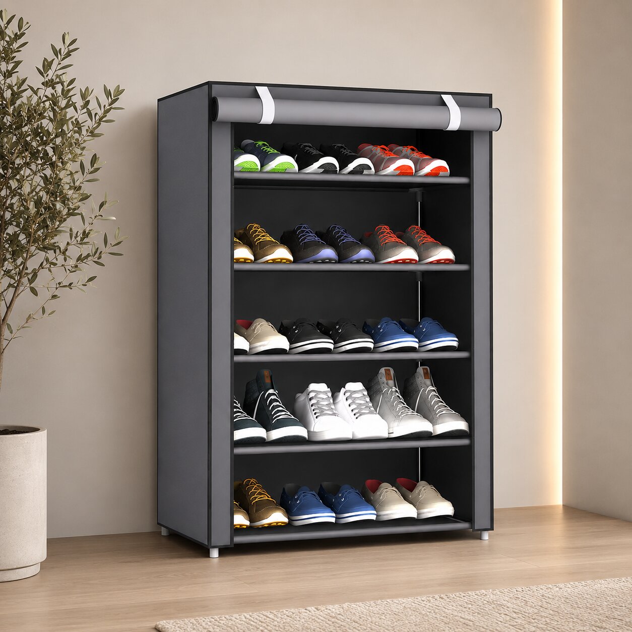 Schuhschrank Stoff | Schuhregal | Mit Abdeckung