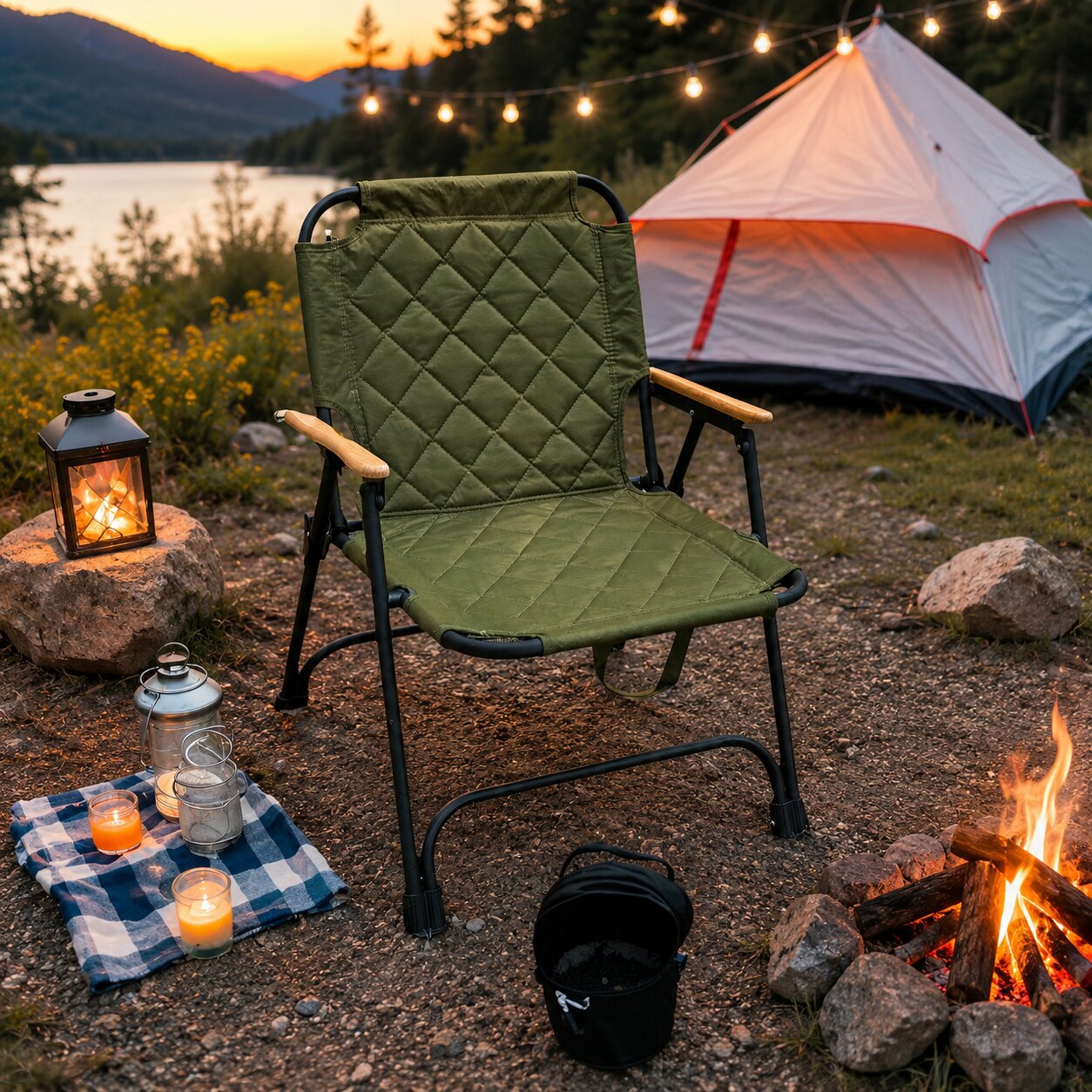 Campingstuhl faltbar | Klappstuhl | Gepolsterte Sitzfläche
