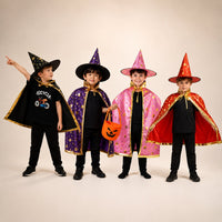 Halloween Kinderkostüm Hexe & Zauberer mit Umhang und Spitzhut