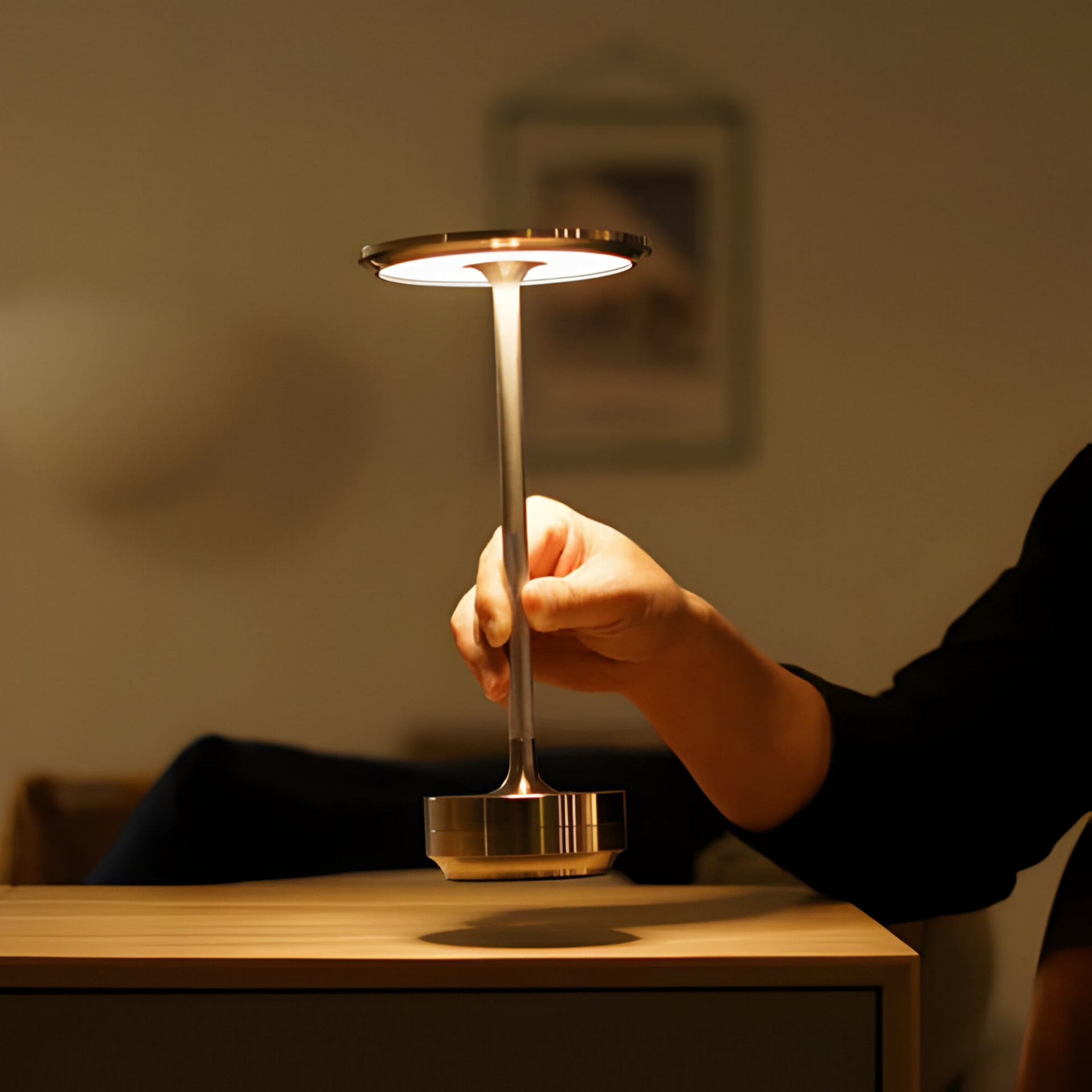 Lampe für Wohnzimmer | kabellose Tischlampe | Tischleuchte mit Akku