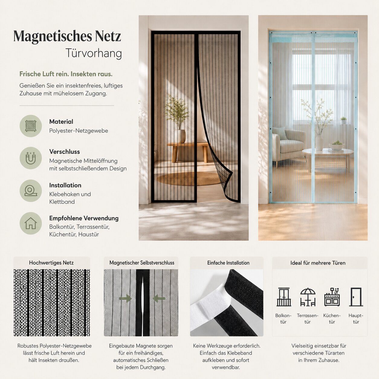 Magnet Fliegengitter Tür | Insektenschutz Türvorhang