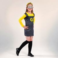 Minions Kostüm für Kinder mit Kleid & Brille