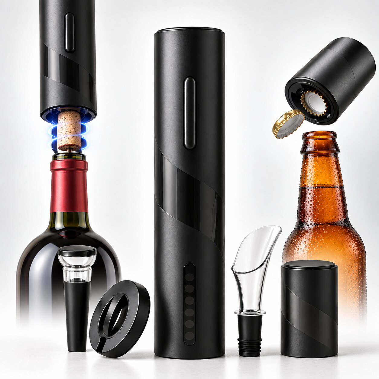 Flaschenöffner Geschenkset | Elektrischer Weinöffner & automatischer Bieröffner