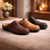 Orthopädische Slipper für Damen & Herren aus Leder | Bequeme Hausschuhe | Solvara