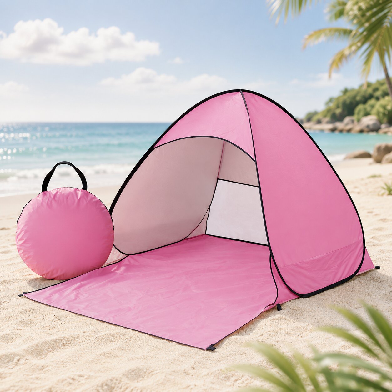 Strandmuschel Pop Up | Strandzelt UV-Schutz 98 % | Wurfzelt 2 Personen