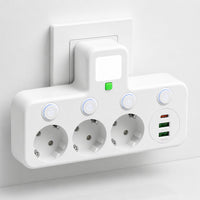 Steckdosenleiste mit 3 Steckdose | Mehrfachsteckdose mit USB & Schalter | PowerGrid
