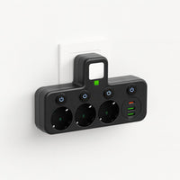 Steckdosenleiste mit 3 Steckdose | Mehrfachsteckdose mit USB & Schalter | PowerGrid