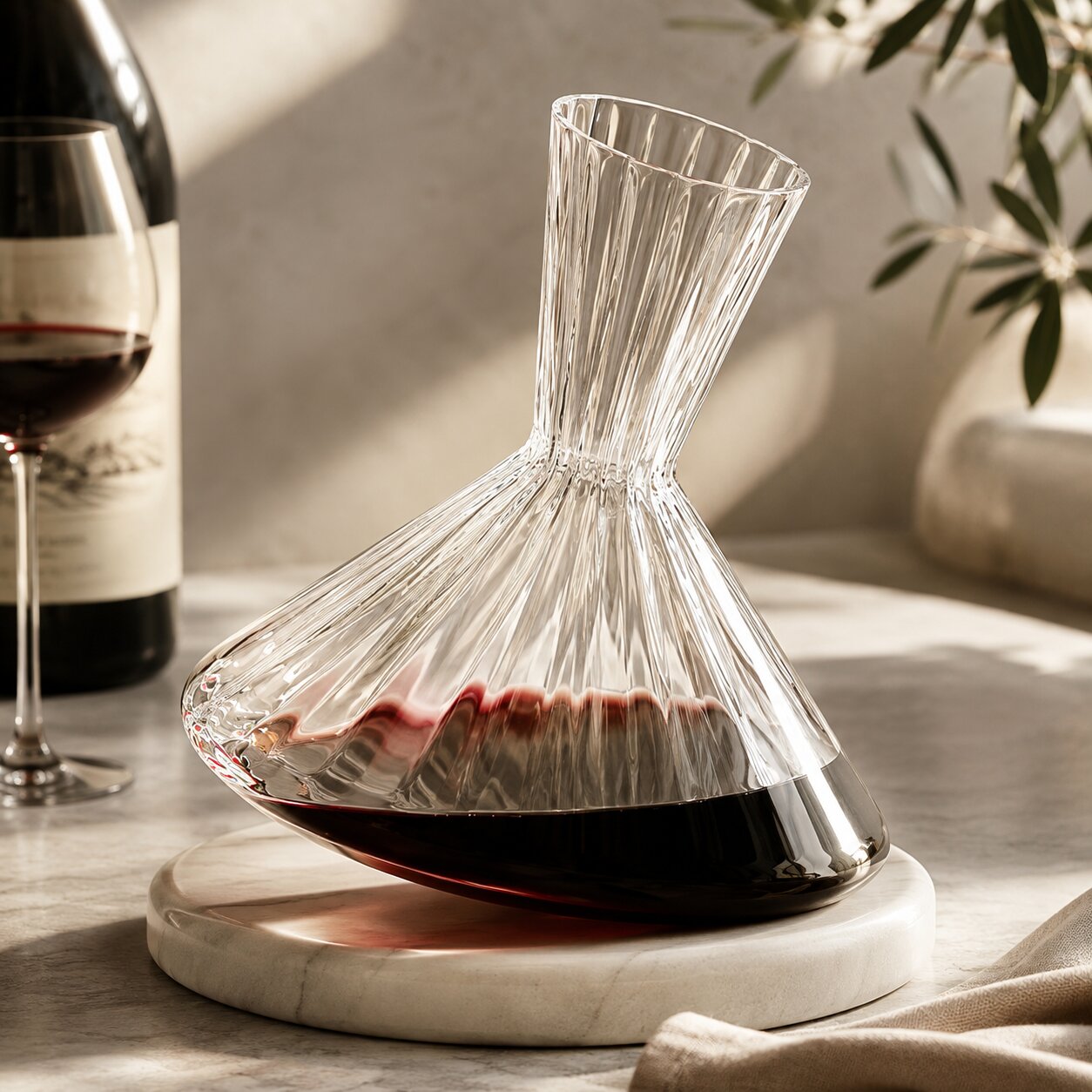 Weinkaraffe | Rotierendes Kristallglas zur Weinbelüftung