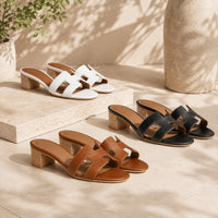 Slip On Sandalen mit Absatz | Fersenlinde
