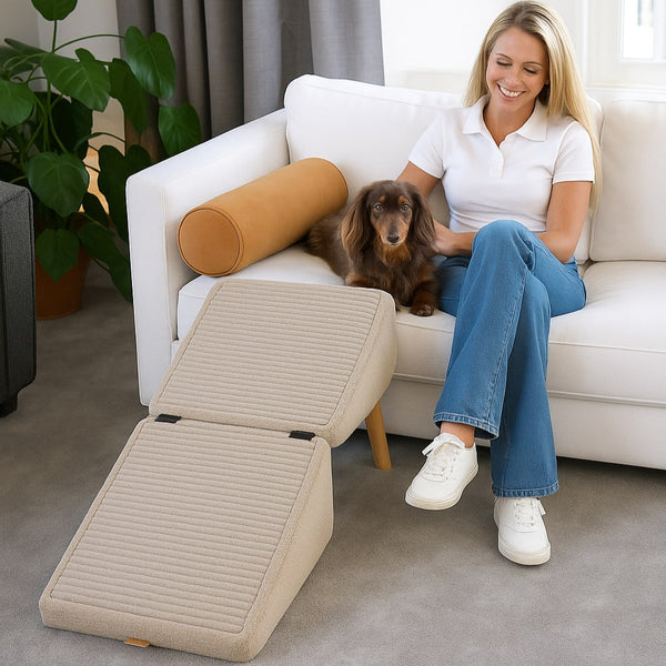 Hundetreppe für Bett & Sofa | Hunderampe & Hocker in einem