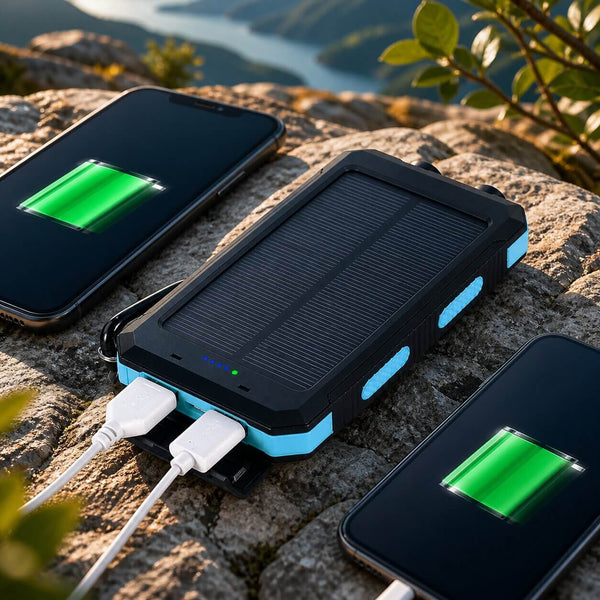 Solar Powerbank | Wasserdichte Powerbank mit LED Taschenlampe