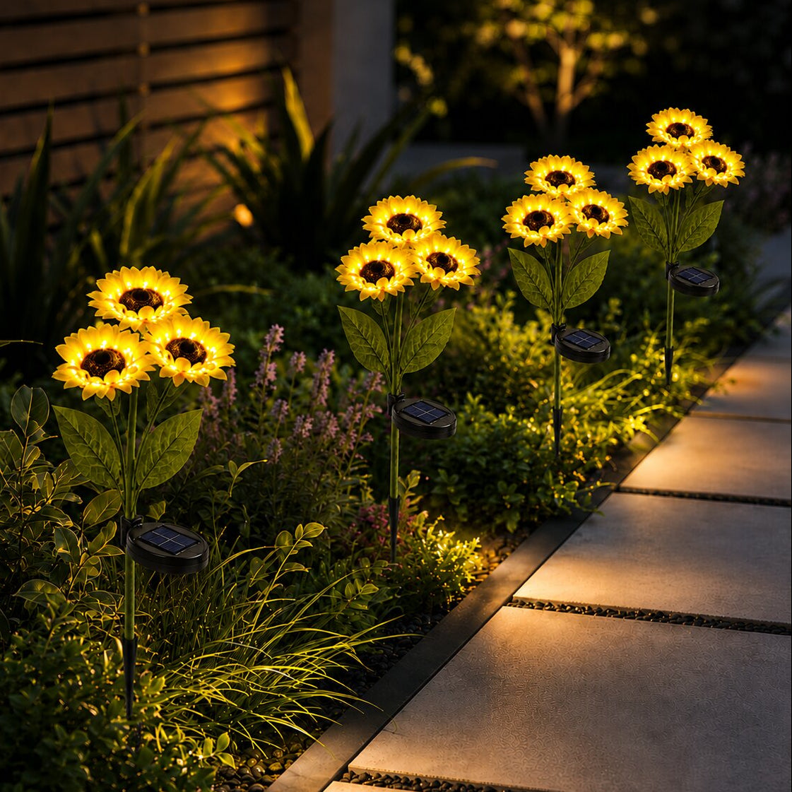 Solarleuchte Garten | Sonnenblumen Design | Warmweißes Licht