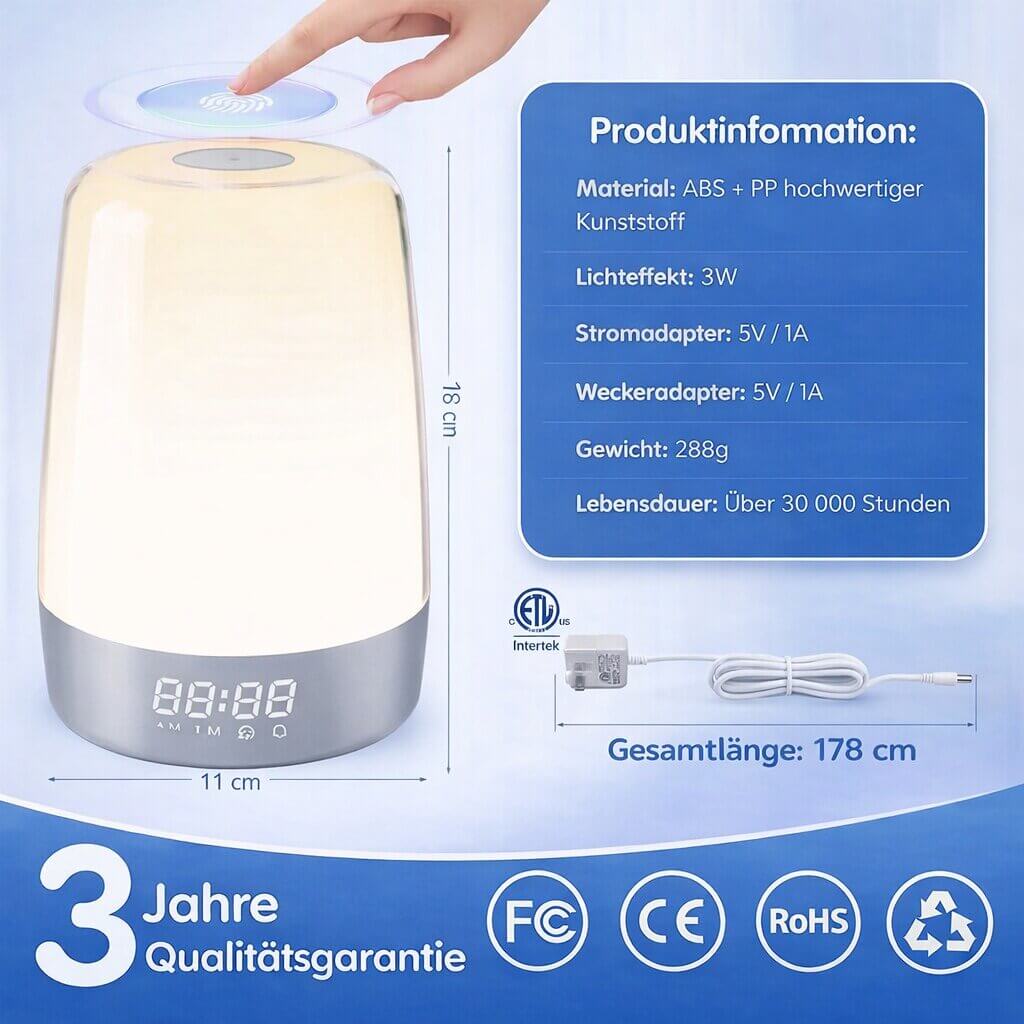 Daylight alarm clock | Sunrise simulation | Dimmable night light