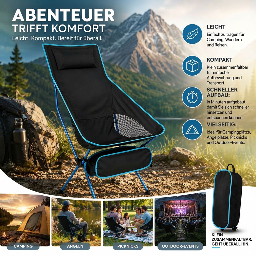 Campingstuhl ultraleicht faltbar | Klappstuhl Outdoor