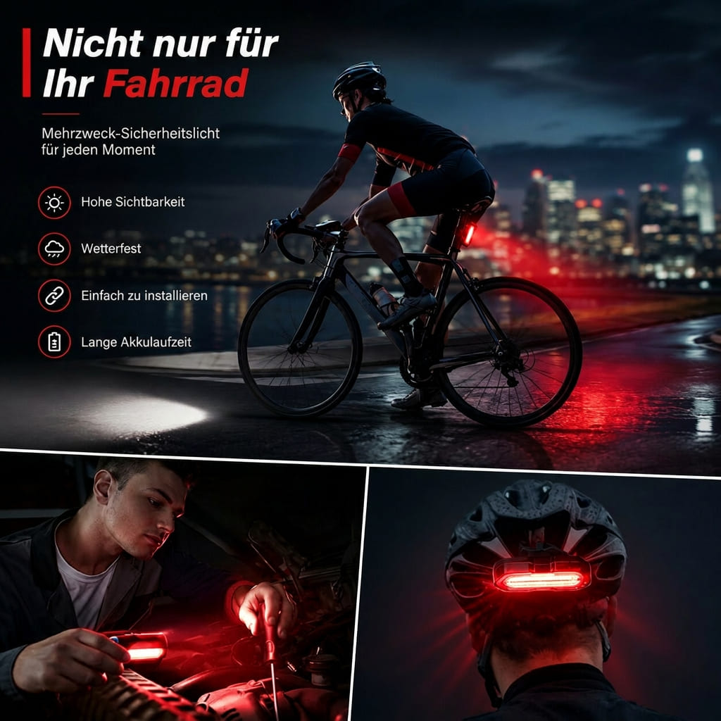 USB Fahrrad Rücklicht mit Weitwinkel